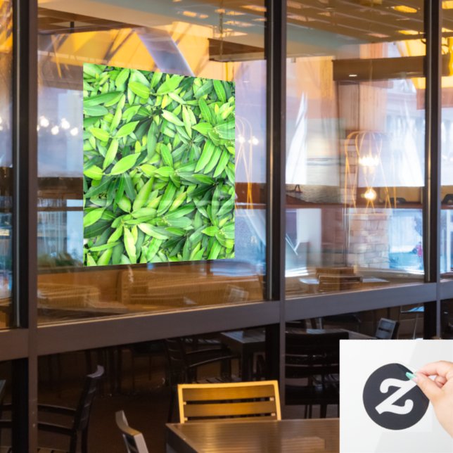 Lush Green Leaves Pattern – Nature Botanical  Window Cling (Restaurant Window)