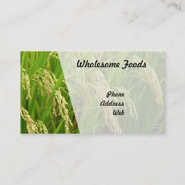 Lush Green Rice Field Ready for Harvest Business Card (Front)