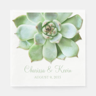 Lush Green Succulent Wedding or Bridal Shower Napkin