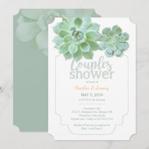 Lush Green Succulents Couples Shower Invitation