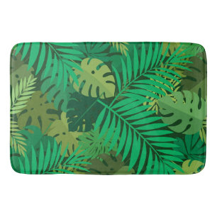 Lush Green Tropical Jungle Foliage Bath Mat