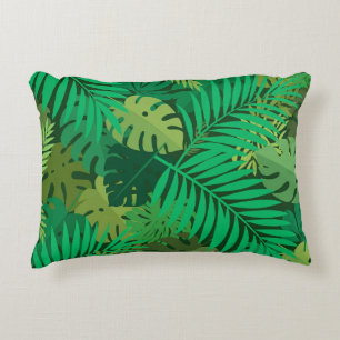 Lush Green Tropical Jungle Foliage Decorative Cushion