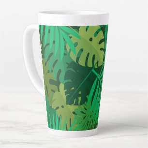 Lush Green Tropical Jungle Foliage Latte Mug