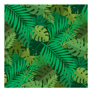 Lush Green Tropical Jungle Foliage Poster