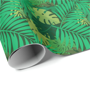 Lush Green Tropical Jungle Foliage Wrapping Paper