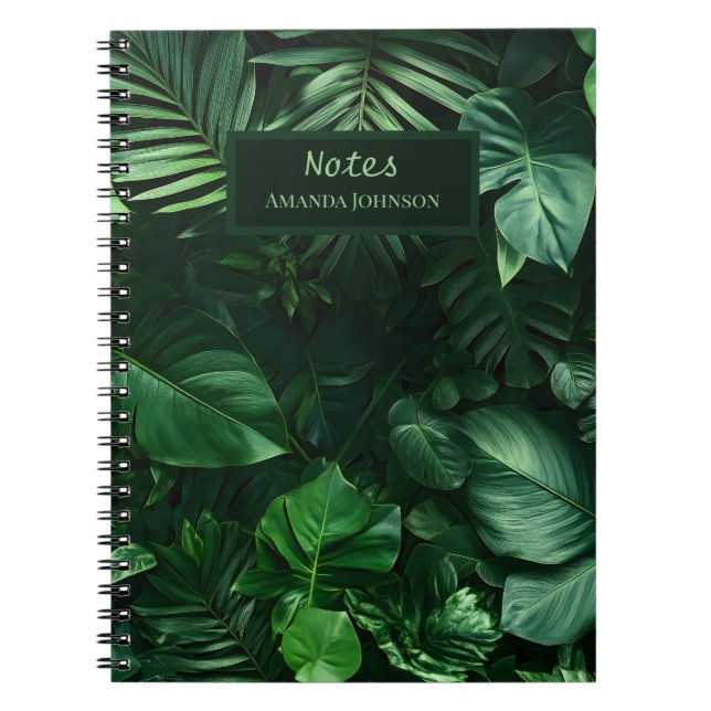 Lush Green Tropical Leaves  Notebook (Front)
