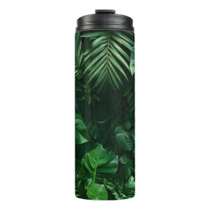 Lush Green Tropical Leaves Thermal Tumbler