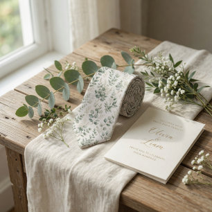 Lush Green Watercolor Eucalyptus Leaves Tie