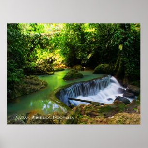 Lush Green Waterfall Travel Destination Indonesia Poster