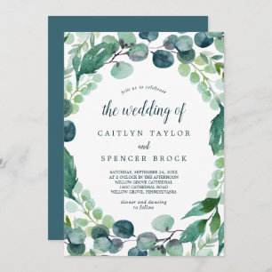 Lush Greenery and Eucalyptus All In One Wedding Invitation