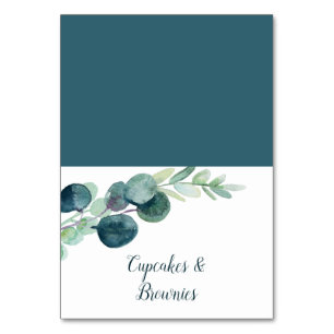 Lush Greenery and Eucalyptus Buffet Food Labels Table Number