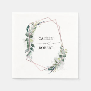 Lush Greenery and Eucalyptus Foliage Geometric Napkin