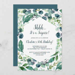 Lush Greenery and Eucalyptus Surprise Party Invitation