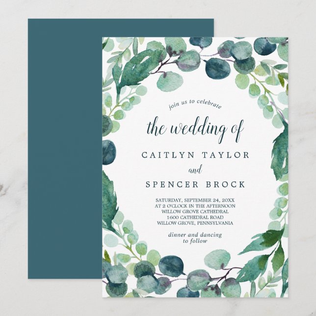 Lush Greenery and Eucalyptus The Wedding Of Invitation (Front/Back)