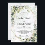 Lush greenery foliage gold geometric frame wedding invitation<br><div class="desc">Lush greenery foliage gold geometric frame wedding invitation, Contact me for matching items or for customisation,  Blush Roses ©</div>