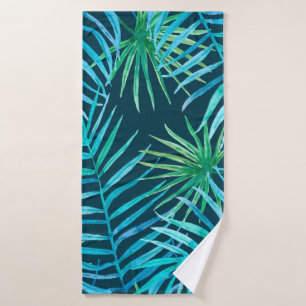 Lush greenery of tropical plants from jungle seaml bath towel