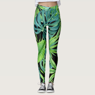 Lush Greenery: Tropical Plant Pattern Leggings