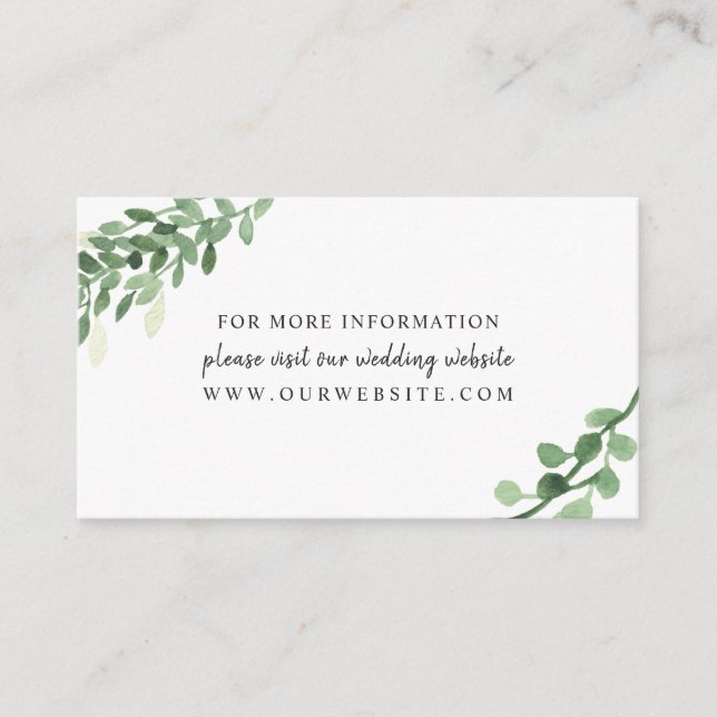 Lush Greenery wedding information website card (Front)