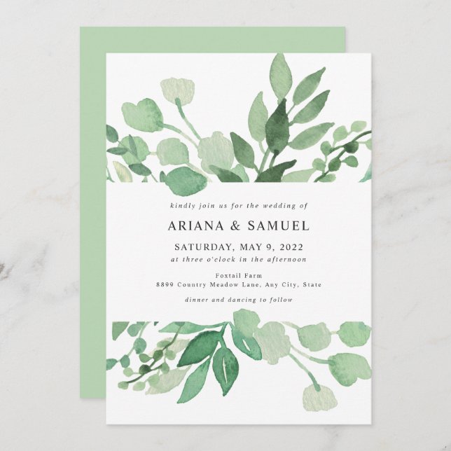 Lush Greenery wedding invitation 4197 (Front/Back)