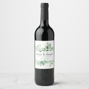Lush Greenery Wedding Wine Label