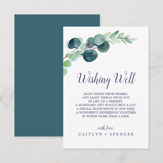 Lush Greenery Wedding Wishing Well Card (Front/Back)