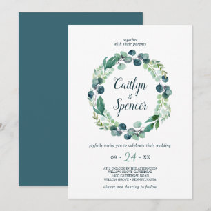 Lush Greenery Wreath Casual Wedding Invitation