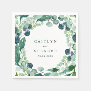 Lush Greenery Wreath Wedding Napkin