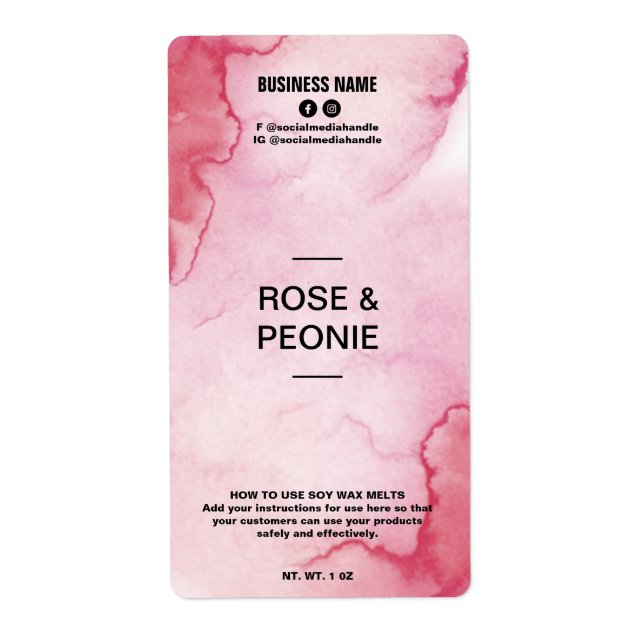 Lush Ink Pink Soy Wax Melt Labels (Front)