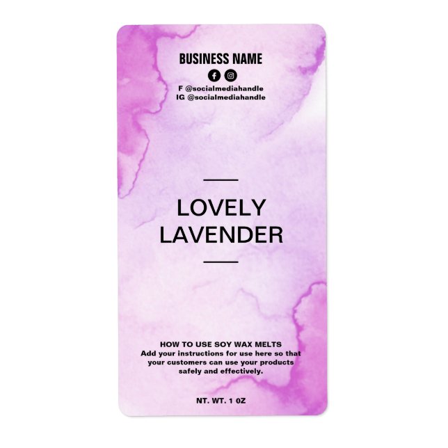 Lush Ink Purple Soy Wax Melt Labels (Front)