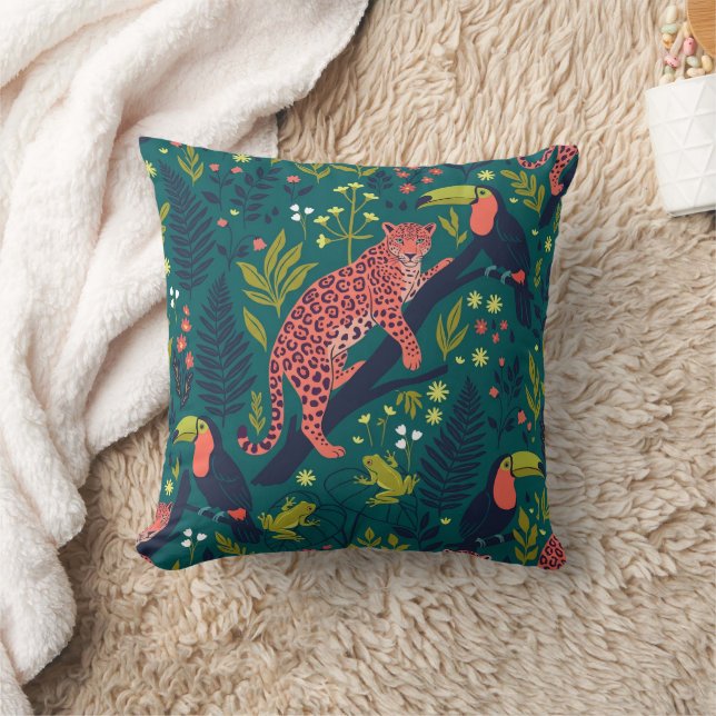  Lush Jungle Animal Pattern Cushion (Blanket)