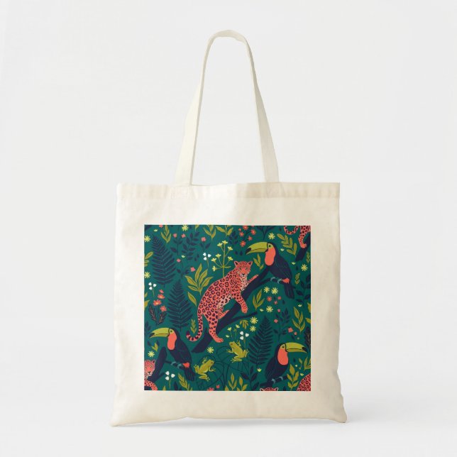  Lush Jungle Animal Pattern Tote Bag (Front)