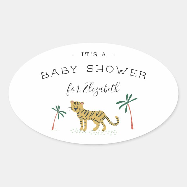 Lush Jungle Baby Shower Oval Sticker (Front)