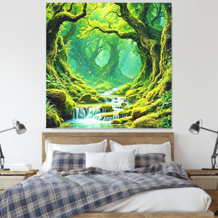 Lush Jungle Waterfall Bliss Canvas Print