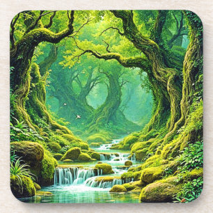 Lush Jungle Waterfall Bliss Coaster