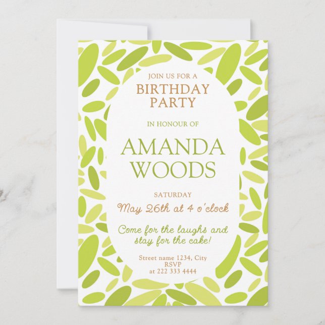 Lush Leafy Delight Birthday Invitation (Front)
