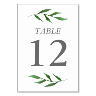 Lush Leaves Elegant Watercolor Table Number Card