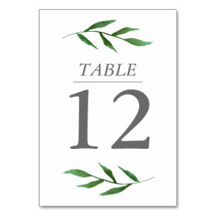 Lush Leaves Elegant Watercolor Table Number Card