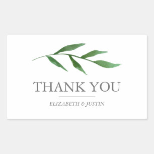 Lush Leaves Elegant Watercolor Thank You Favour Rectangular Sticker