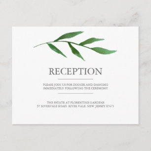 Lush Leaves Elegant Watercolor Wedding Reception Enclosure Card