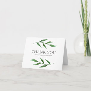 Lush Leaves Elegant Watercolor Wedding Thank You