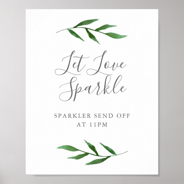 Lush Leaves Elegant Wedding Let Love Sparkle Sign (Front)