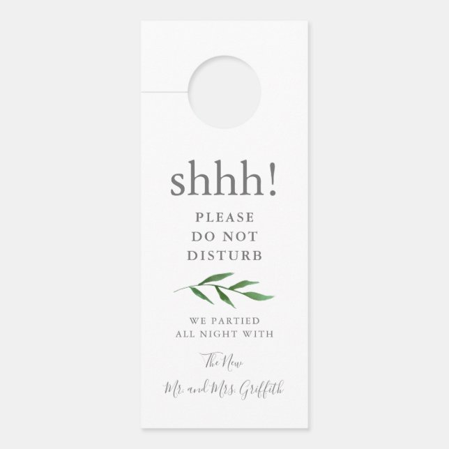 Lush Leaves Elegant Wedding Welcome/Do Not Disturb Door Hanger (Front)