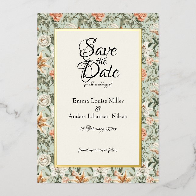 Lush Luxe, Tiger Lily & Mint, Save the Date (Front)