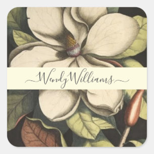 Lush Magnolia Blooms Script Type Envelope Seals