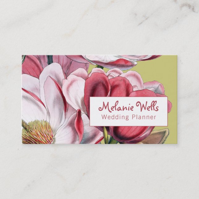 Lush Magnolias Wedding Planner Business Card (Front)