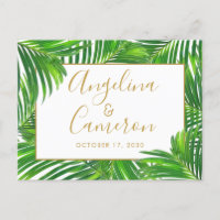 Lush Modern Tropical Palm Leaves Save the Date