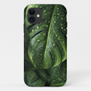 Lush Monstera Leaves with Morning Dew Drops iPhone 11 Case