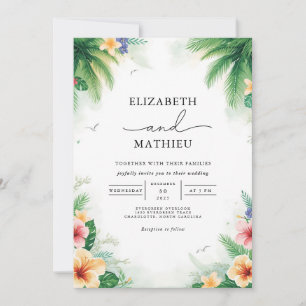 Lush Palm Foliage Arch Wedding Invitation