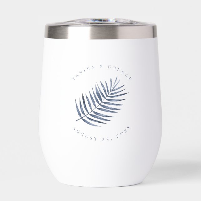 Lush Palm Leaf Wedding Blue ID956 (Front)