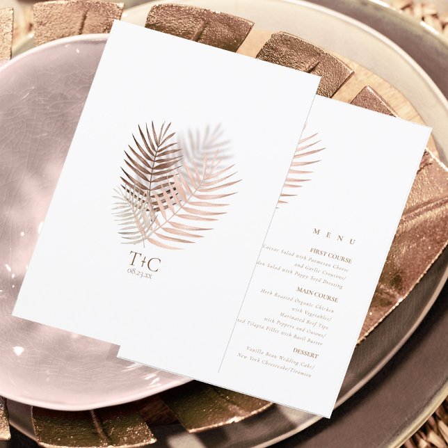 Lush Palm Leaf Wedding Menu Terra Cotta ID956 (Creator Uploaded)